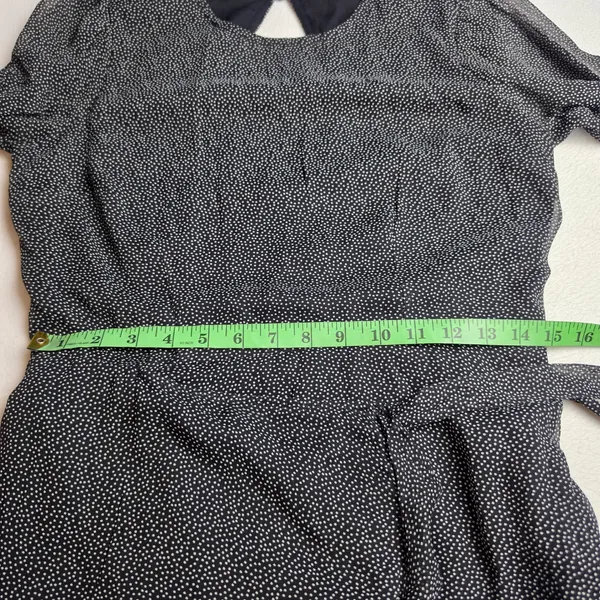 Abercrombie & Fitch Black Polka Dot Long Sleeve Ruffle Wrap Mini Dress‎ Womens M - Image 8