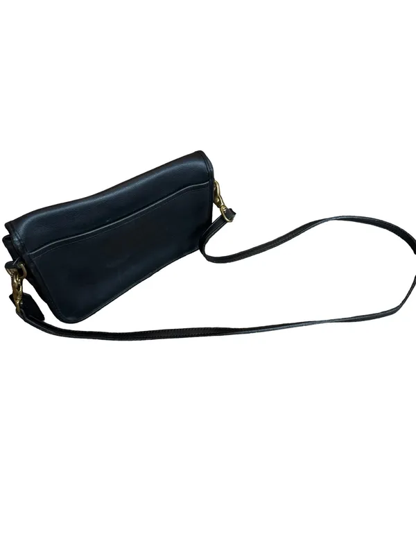 Coach Vintage Black Leather Flap Turnlock Shoulder Bag Adjustable Saddle Women's - Image 6
