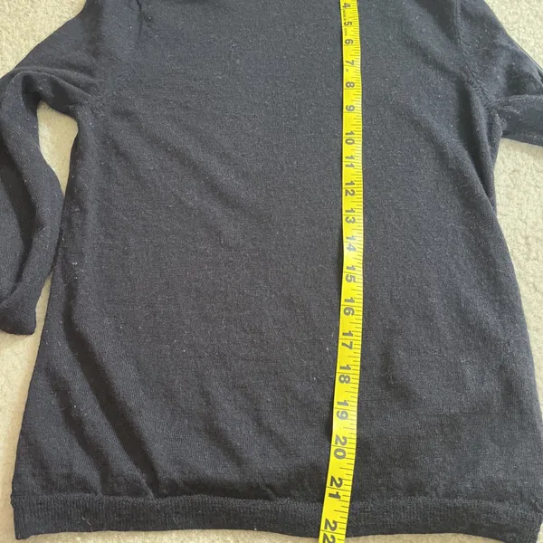 Abercrombie & Fitch Merino Wool Sweater Black S Mock Neck Button Academic Preppy - Image 8