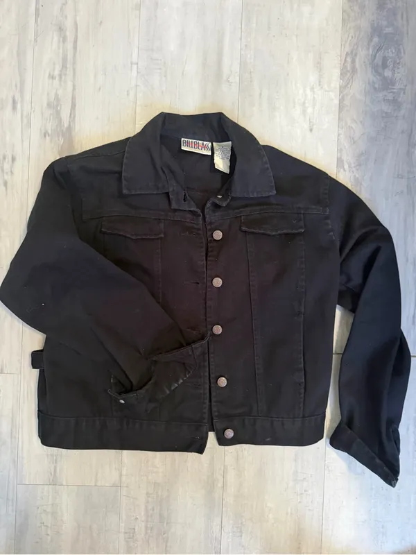 Bill blass Black women’s Bomber-Style Denim Jacket - Image 2