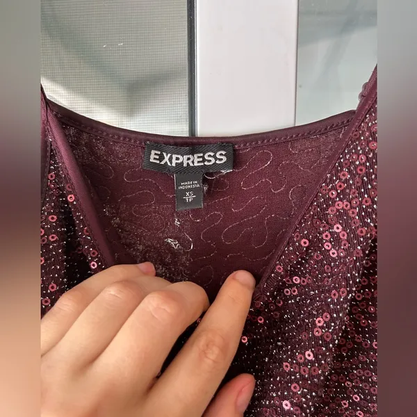 Express maroon burgundy sparkle sequin tank top - Image 7