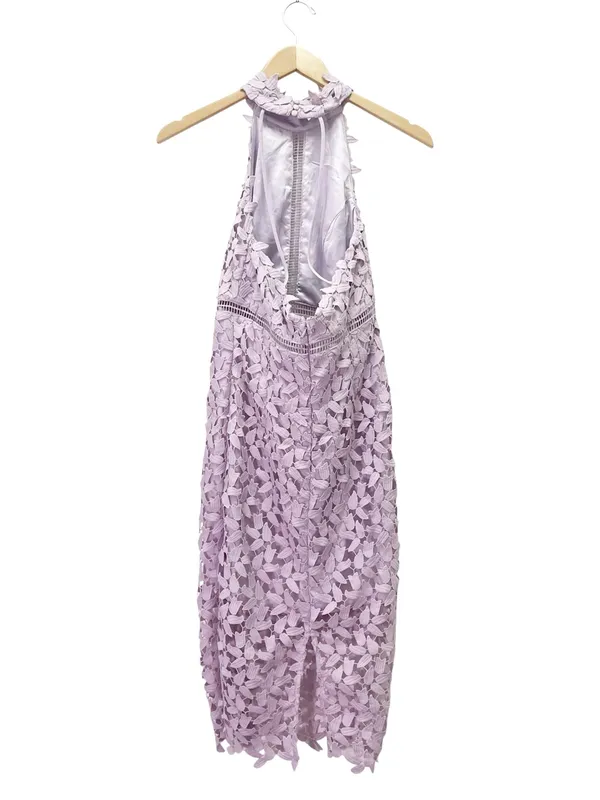 NWT Bardot Gemma Dress US 6 Orchid Purple Lace Halter Open Back Cocktail Wedding - Image 3