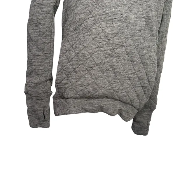 Lululemon Quarter‎ Zip Quilted Pullover Size 4 Gray Mock Neck Thumbholes - Image 6
