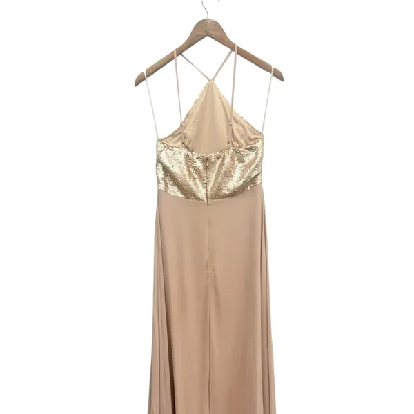 Lulus The Best Part Matte Gold Sequin Maxi Dress size Medium NWT - Image 5