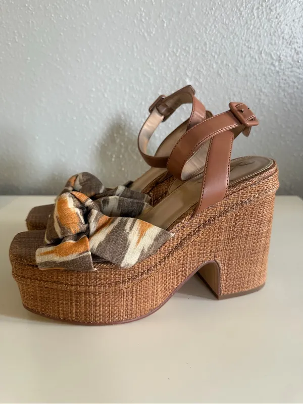 Sam Edelman Theresa Leather Platform Sandal Heels Multi Color Knot Size 8 - Image 3