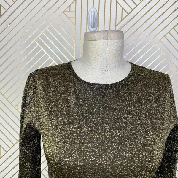 REFORMATION Jupiter Metallic Crop Top‎ In Black Sparkle Size US Small - Image 4