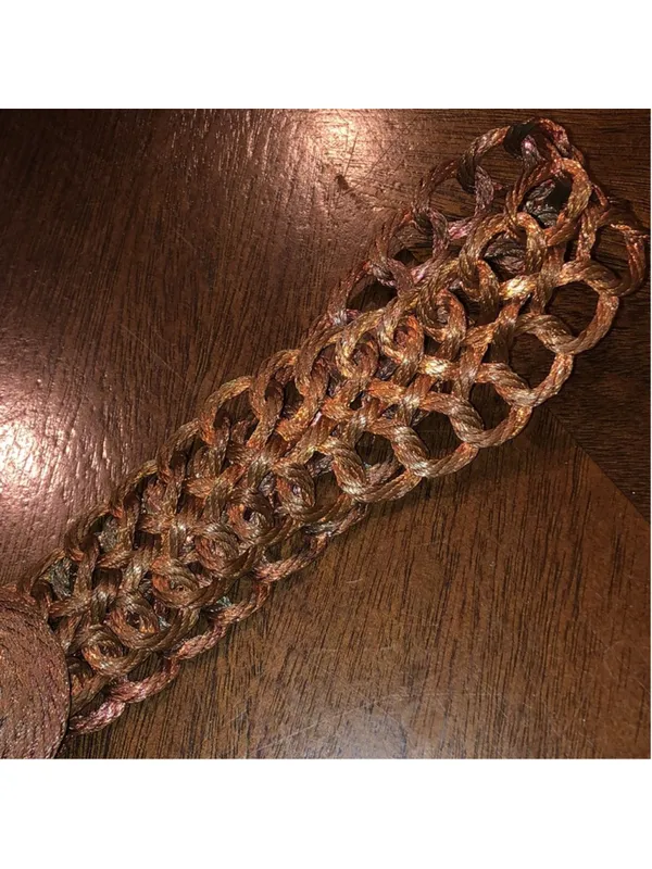 Copper Metal Vintage Brutalist Chunky Retro Braided Belt With Removable Buckle - Image 3