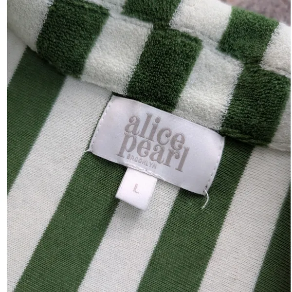 Alice Pearl Brooklyn Weekend‎ Top in Green Stripe Size Large Womans - Image 5