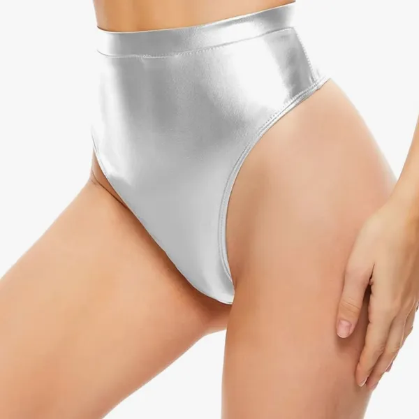 NWT Set of 2 High-Waisted Metallic Rave Booty Shorts -‎ Red & Silver - Medium - Image 6