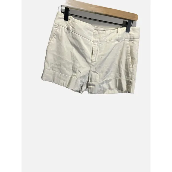 Zara Chino Shorts Womens M White Cuffed Cotton‎ Blend Casual Summer Classic - Image 2