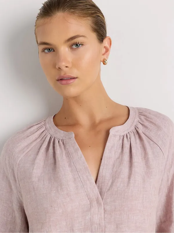 Quince 100% European linen peasant top sz large vintage pink chambray - Image 2