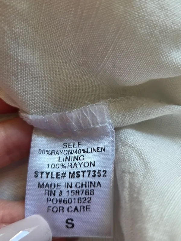 Mable White Linen Blend Boxy Crop Top - Image 5