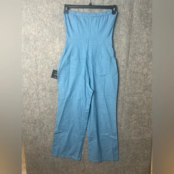 Lulus‎ Small Lovely Sunshine Medium Wash Strapless Straight Leg Jumpsuit Nwt - Image 7