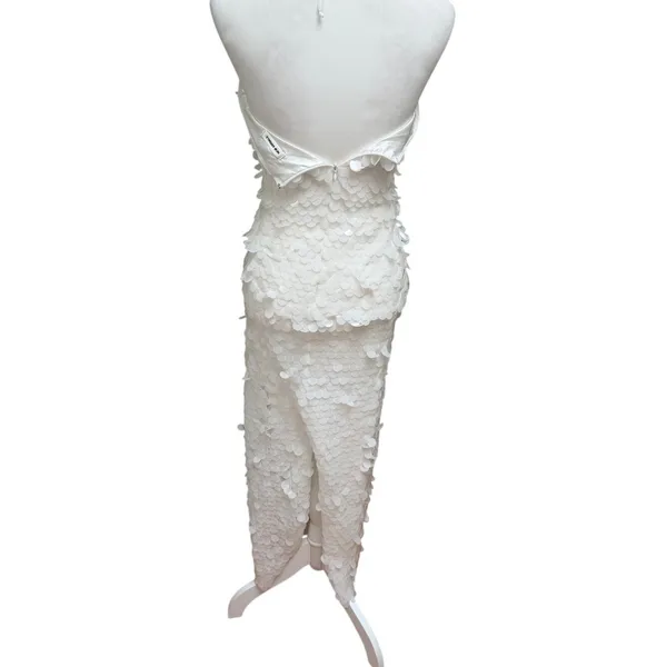 The New Arrivals White Sequin Embellished Halter Maxi Dress Bridal Size 36 - Image 5