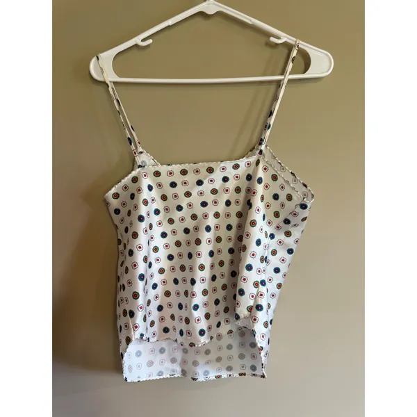 Vintage Teddy Silky Satin‎ Camisole and Tap Shorts Set Medallion Print Large - Image 2