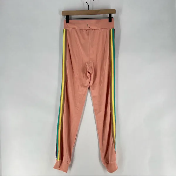 Electric Yoga Sundrop Jogger Pants‎ Womens Size S Pink Rainbow Side Stripes - Image 7