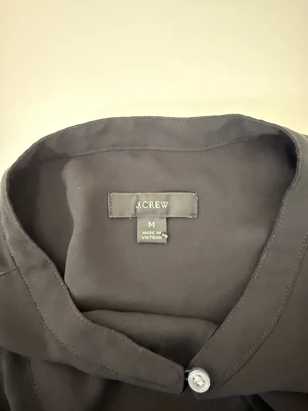J. Crew Keyhole Neck Cap Sleeve Blouse Black Round Neck - Image 6