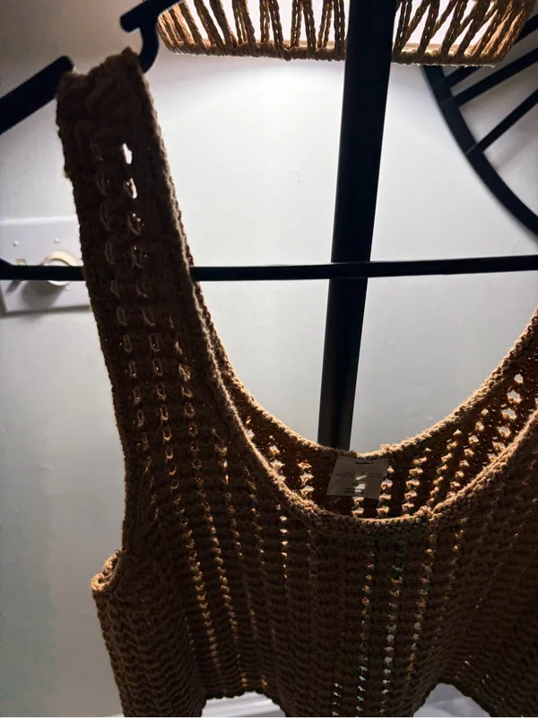 wild fable Brown Crochet Scoop Neck Crop Top - Image 5