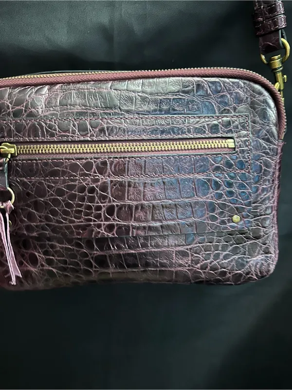 Joelle Hawkins Women’s Croc-Embossed Crossbody Bag Burgundy - Image 13