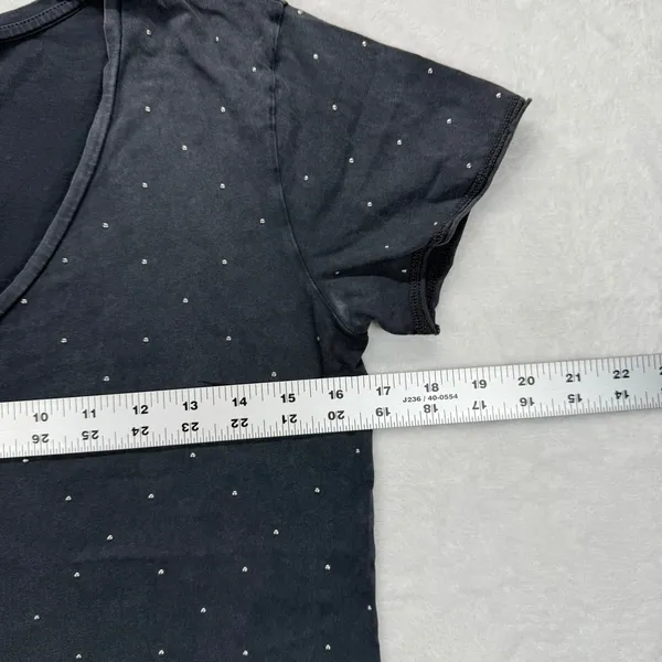 AllSaints Emlyn‎ Stud Tee V-Neck T-Shirt Studded Top Gray Small - Image 2