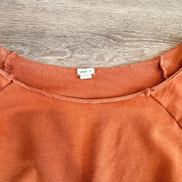 Aerie Long Sleeve French Terry Romper Burnt Orange Terracotta Boat‎ Neck Small S - Image 3