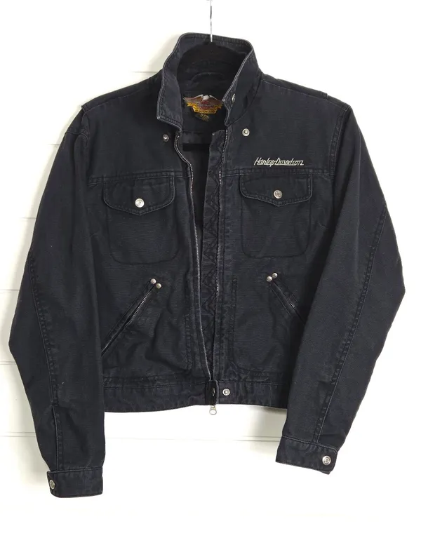 Harley-Davidson Black Women's Jean Jacket with Snap Pocket size S - Image 3
