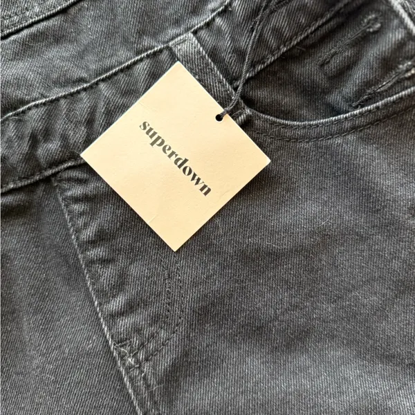 superdown‎ Charcoal Denim Overall Shorts - Image 3