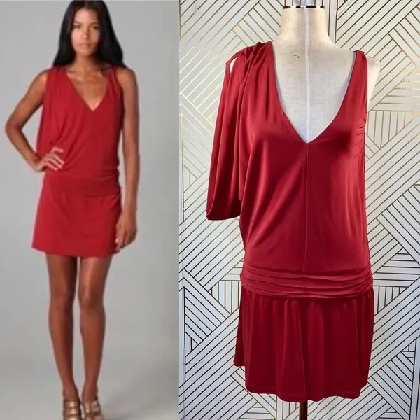 Haute Hippie Crimson Crush‎ Cowl Sleeve Mini Dress - Image 2