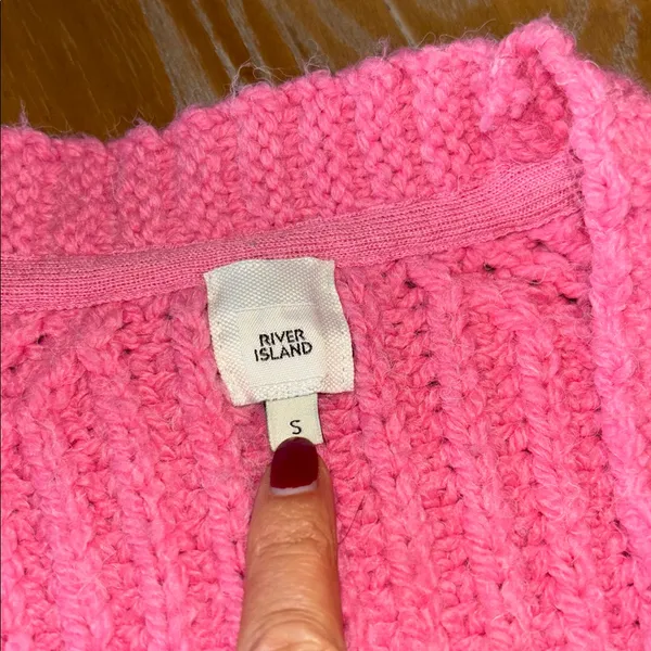River Island Chunky Open Cardigan in Pink - Image 2