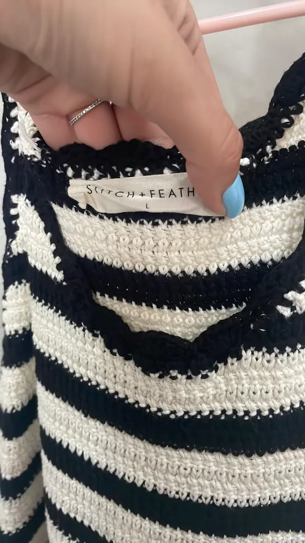 Stitch and feather stripped knitted tank - Image 2