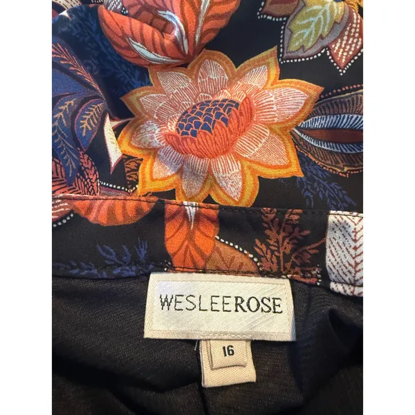 Boho Floral Long sleeve Mini Dress Black Orange whimsigoth flowy retro lotus 16‎ - Image 5