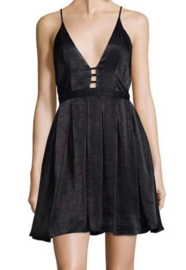 Gabby Party Satin Black Mini Dress - Image 2
