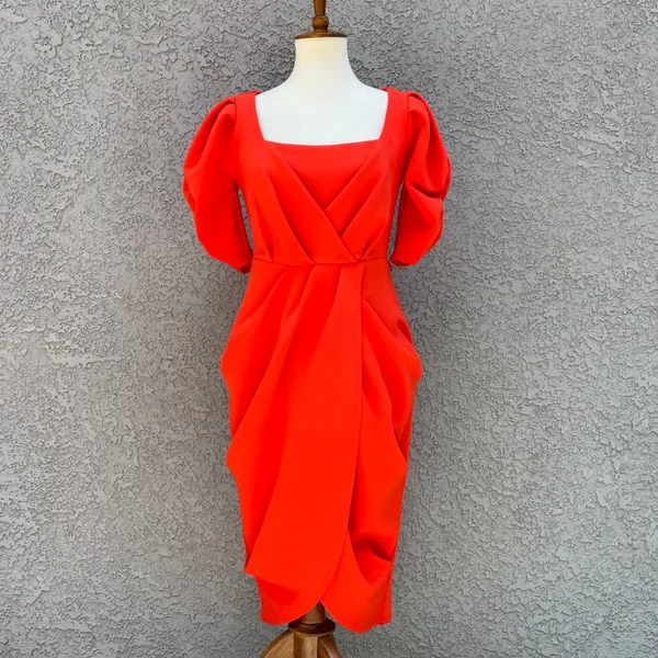 Gabrielle Union for New York & Co Orange Crepe Dress, size S - Image 2