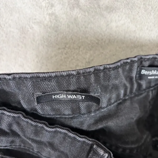 Bershka High Waist Denim Shorts Women's 4 Black Grunge Mall Emo Y2K Whimsygoth - Image 10