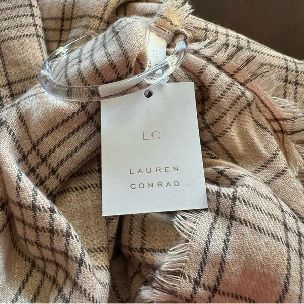 Lauren Conrad Beige Plaid Scarf - Image 8