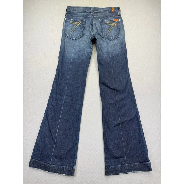 7 For All Mankind dojo Wide Leg Flare Jeans Dark Wash Blue U115J470S Size 27 - Image 11