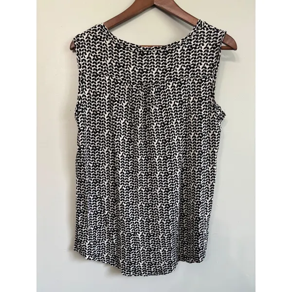 LOFT Womens Tank Top Black White Print Pocket Size‎ S Casual Summer - Image 5