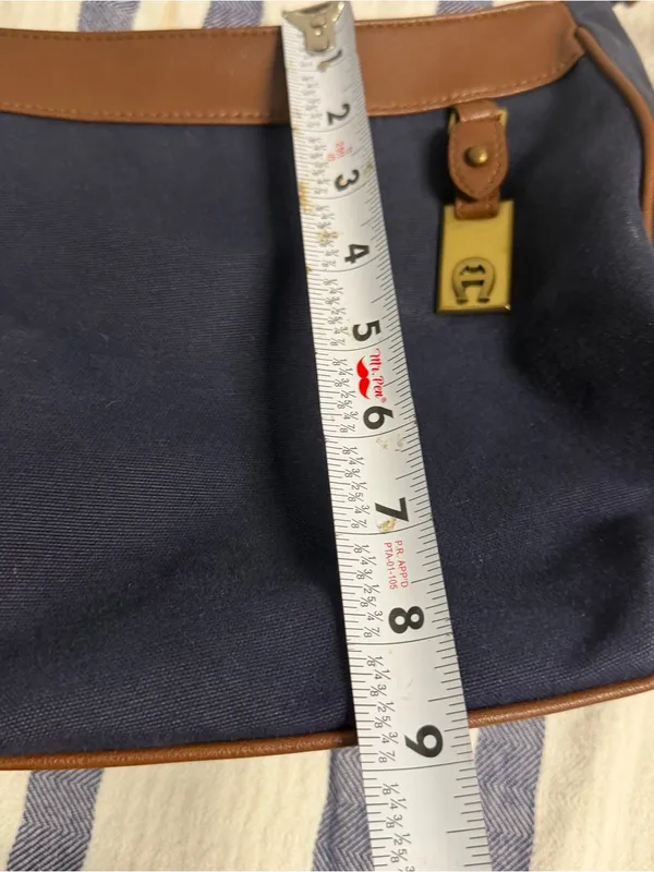Etienne Aigner Navy Canvas Brown Trim Crossbody Bag Vintage Logo Everyday Purse - Image 13