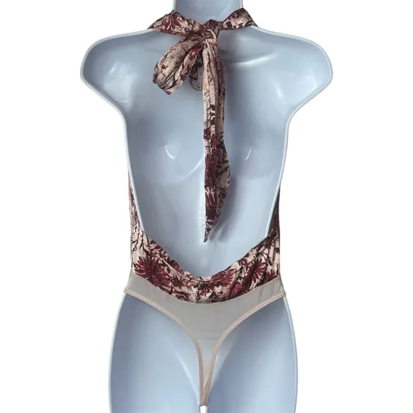 Intimately Free People There She Goes Floral Halter Bodysuit Romantic Combo XS - Image 6