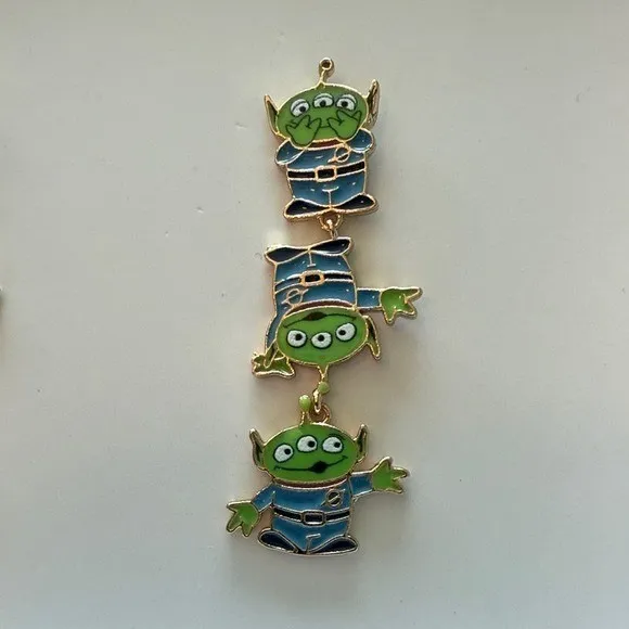 Disney Pixar x Baublebar Toy Story Alien Drop‎ Earrings Green Blue Enamel New - Image 4