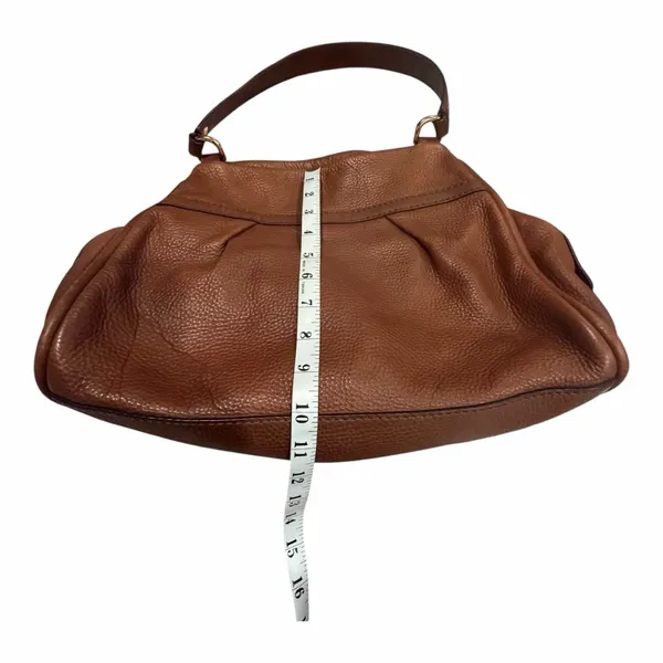 UGG‎ Brown Pebbled Leather Shoulder Bag Gold Hardware Zip Top Crossbody Purse - Image 8