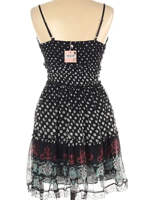 Gurreut Women's Polka Dot Spaghetti Strap Cotton Blend Chiffon Dress-Size L - Image 2