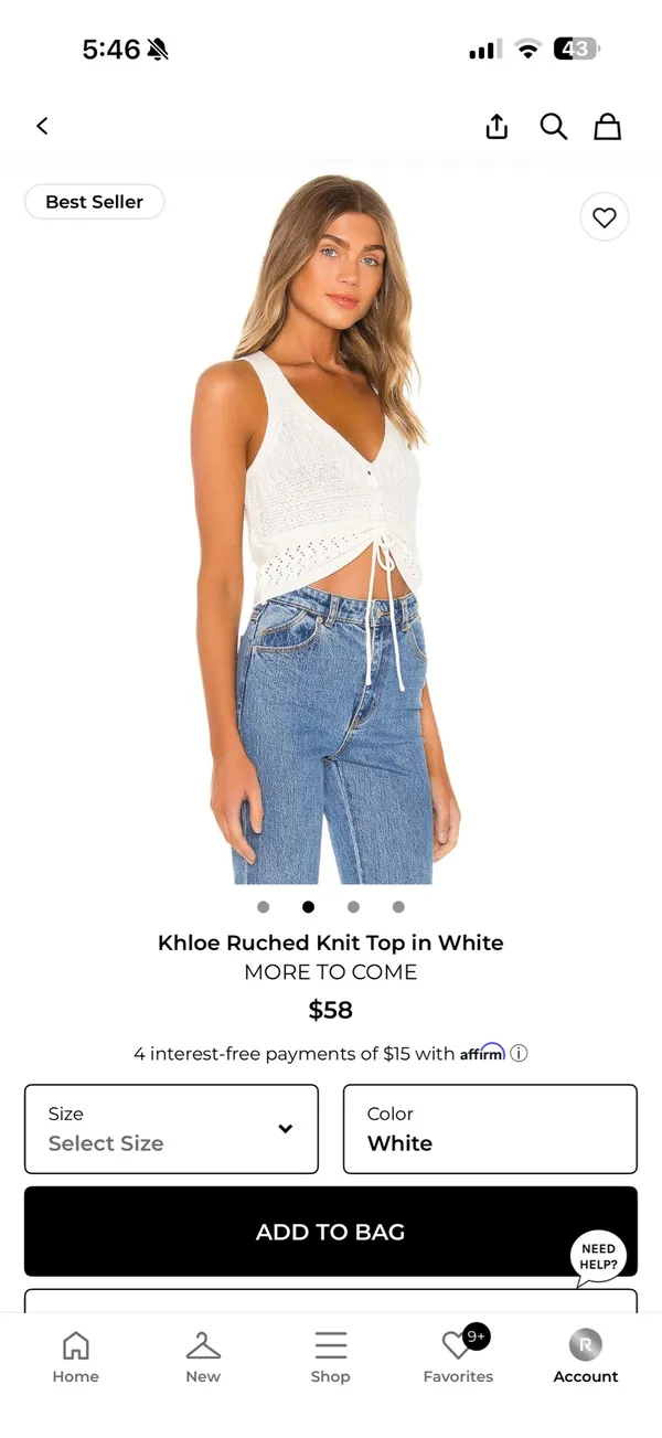 More to Come Revolve White Knit Top Size Small - Image 2
