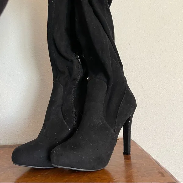 Black High Heeled Tall Boots‎ Black Size 7 - Image 4