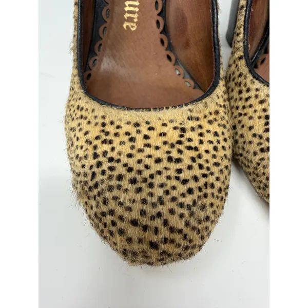 Juicy Couture Cheetah Print Calf Hair Block Heel Pumps Round Toe Tan BlK Size 7 - Image 4