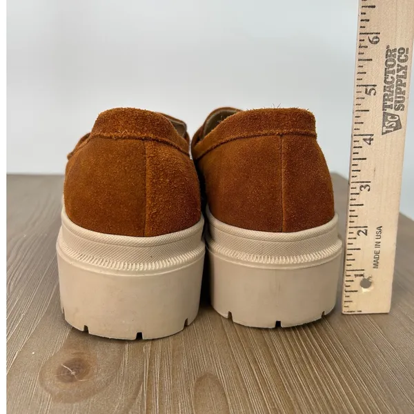 Patina Womens Chunky Brown Suede Leather Lug‎ Sole Penny Loafers Size 11 - Image 4
