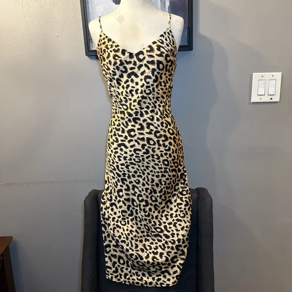 Leopard Print Satin Slip Dress – Y2K / Model Off-Duty Vibes - Image 2