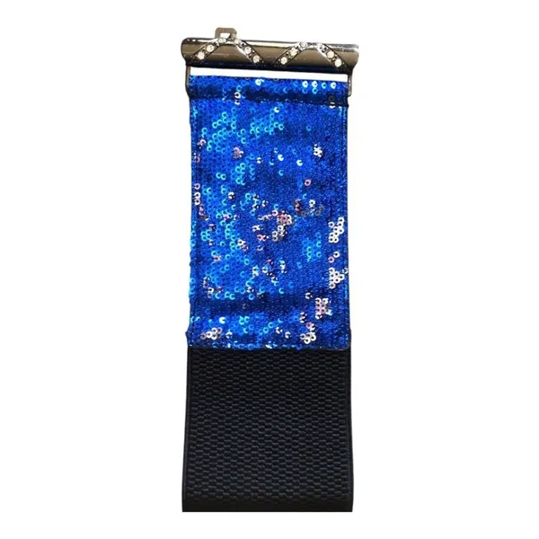 Y2K Blue Sequin Stretch Belt Rhinestone Buckle Glam Party Festival - Image 5