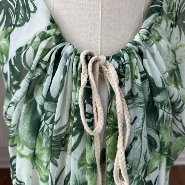 Subtle Luxury Pool To Party Green Frond Pool Swim Coverup Sundress $100 OSFM - Image 7