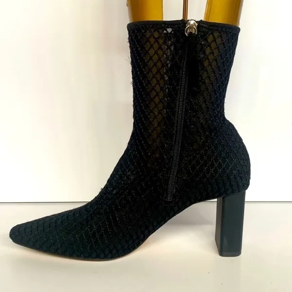 Zara Whimsigoth Mesh Heeled Zip up Booties Black Size 39 US 8.5 - Image 2